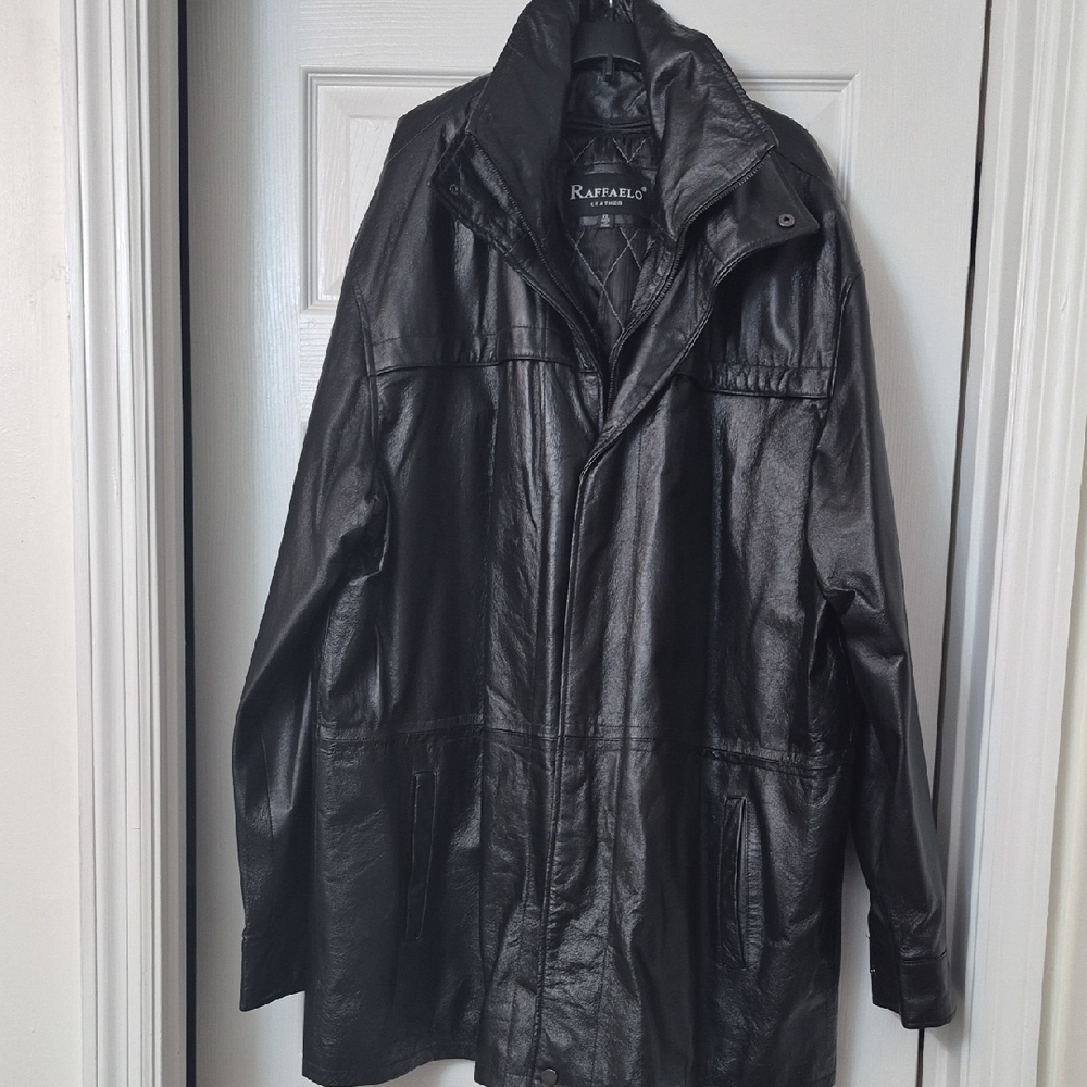 RAFAEL BLACK LEATHER COAT